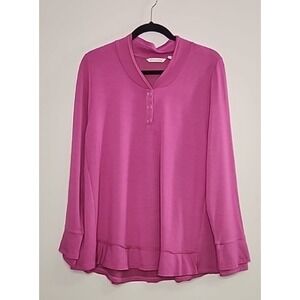 Soft Surroundings Womens XL Purple Henley Oversized Minimal Comfort Minimal Cozy